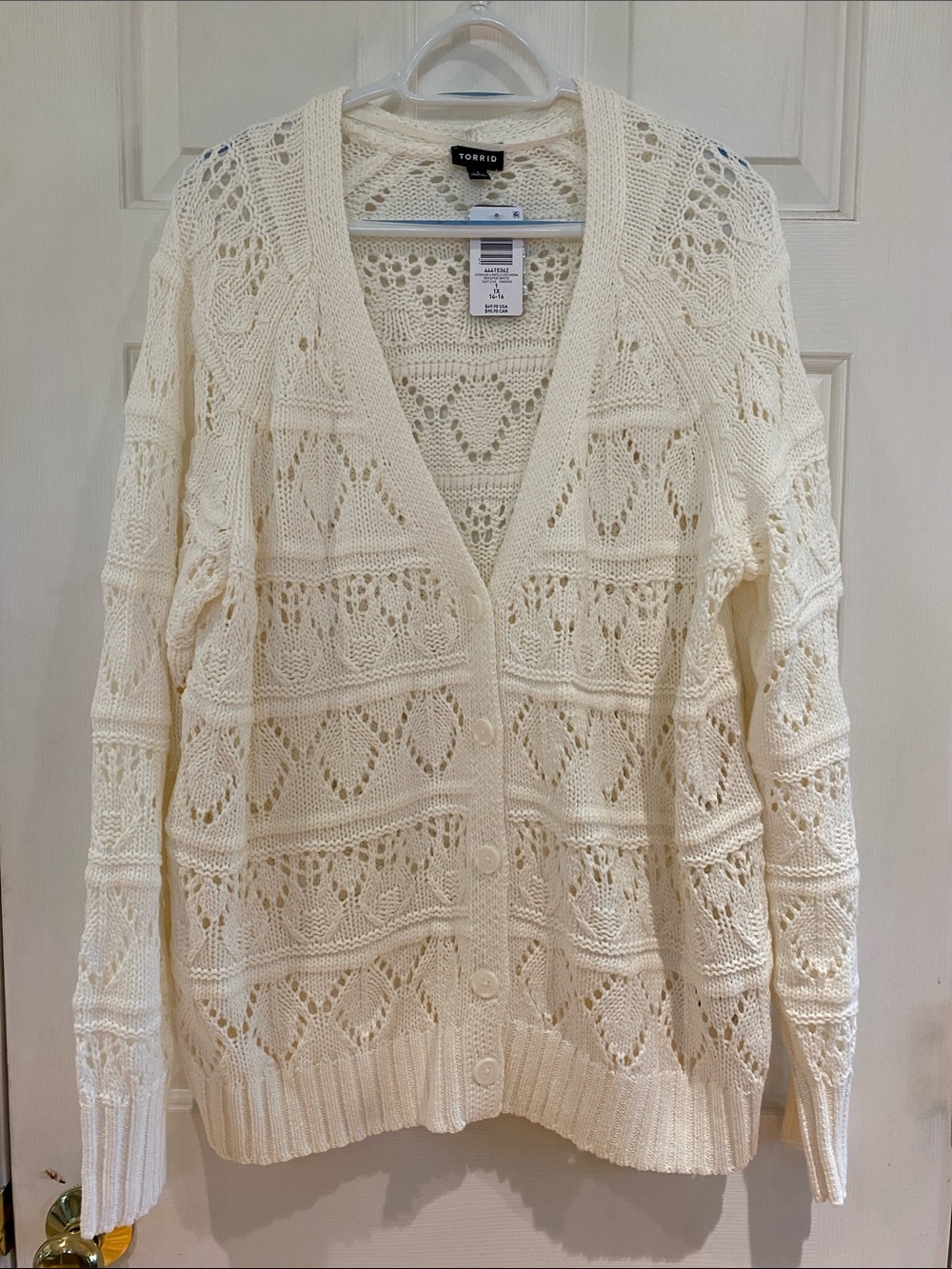 torrid Cream Openwork Button-Up Cardigan